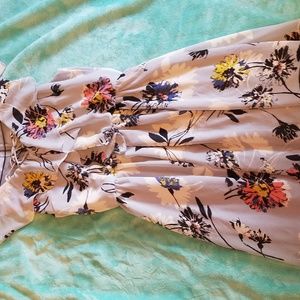 Blue Floral Tank Top Ruffle Dress